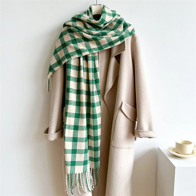 Novi topli karirani pokrivač od kašmira, modni zimski šal, pončo od pašmine, bufanda s resicama, britanski stil, debeli šal, echapre