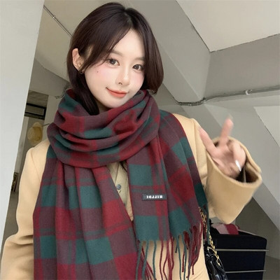 Novi topli karirani pokrivač od kašmira, modni zimski šal, pončo od pašmine, bufanda s resicama, britanski stil, debeli šal, echapre