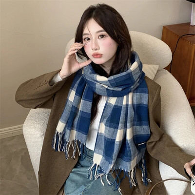 Novi topli karirani pokrivač od kašmira, modni zimski šal, pončo od pašmine, bufanda s resicama, britanski stil, debeli šal, echapre