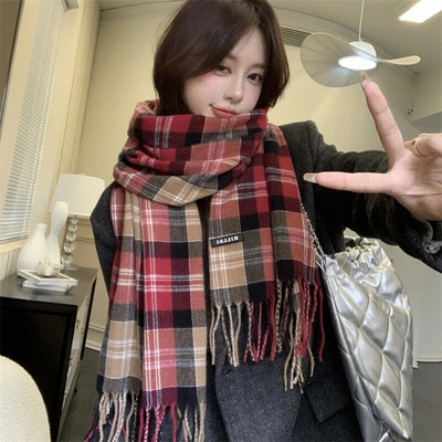 Novi topli karirani pokrivač od kašmira, modni zimski šal, pončo od pašmine, bufanda s resicama, britanski stil, debeli šal, echapre