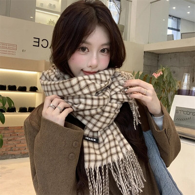 Novi topli karirani pokrivač od kašmira, modni zimski šal, pončo od pašmine, bufanda s resicama, britanski stil, debeli šal, echapre