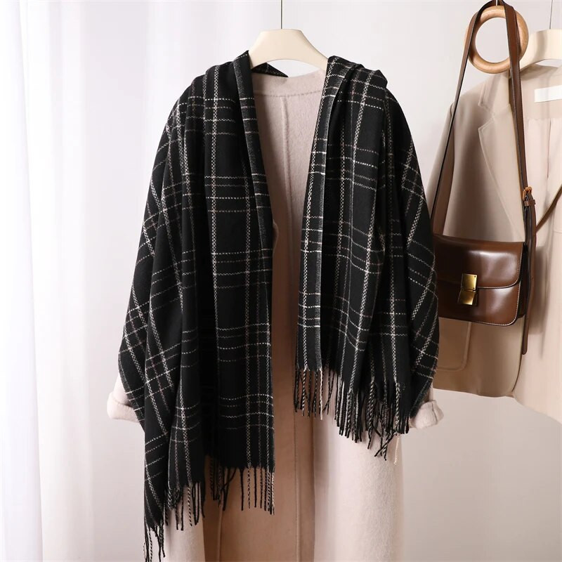 Silta pleds apdrukas sega ziemas šalle Luksusa kašmira gara šalle, bieza velku pashmina ar pušķi Ikdienas ceļojumi Bufanda Echarpe