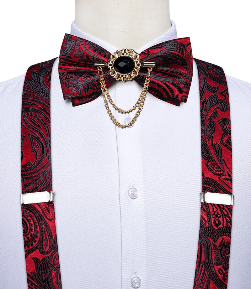 Állítható merevítők Férfi Divat Selyem Férfi Harisnyatartó Csokornyakkendő Zseb Négyzet Bross 3,5cm Széles Elasztikus Férfi Mandzsettagombok Ing dekor