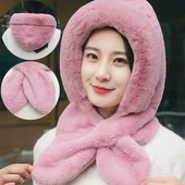 2023. aasta talvised soojad mütsid, sallikomplekt, kapuutsiga naistele plüüs kaelusega soojad mütsid välissuusatamiseks tuulekindel müts Paks plüüsis kohev nokamüts