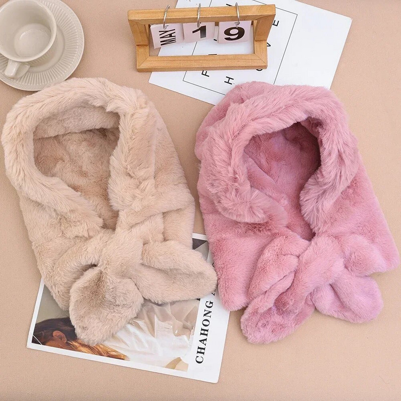 2023. aasta talvised soojad mütsid, sallikomplekt, kapuutsiga naistele plüüs kaelusega soojad mütsid välissuusatamiseks tuulekindel müts Paks plüüsis kohev nokamüts