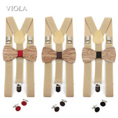 Vienkārša dizaina vīriešu zeķturi Koka tauriņš Aproču pogas Komplekti Kāzu līgavainis Superior banketu personāls Y-Back Brace tauriņš krekla aksesuārs