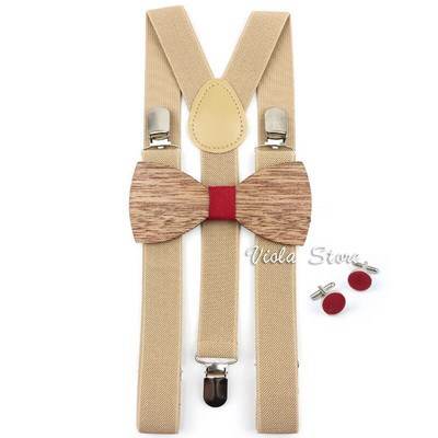 Vienkārša dizaina vīriešu zeķturi Koka tauriņš Aproču pogas Komplekti Kāzu līgavainis Superior banketu personāls Y-Back Brace tauriņš krekla aksesuārs