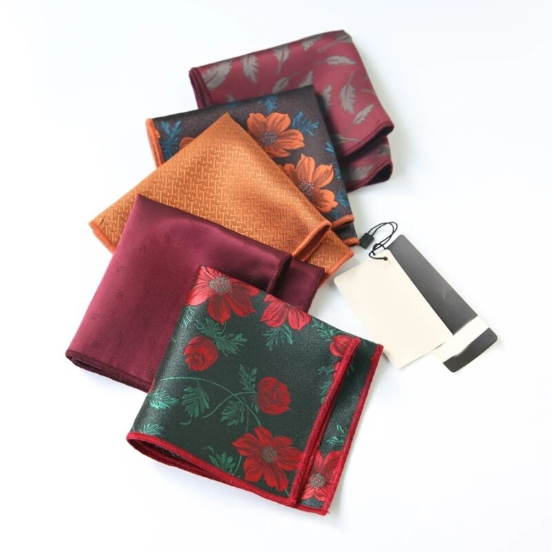 Prijenosni rupčić s cvjetnim uzorkom 24x24 cm za muškog gospodina Poliesterski rupčić Mladoženjin rupčić s printom