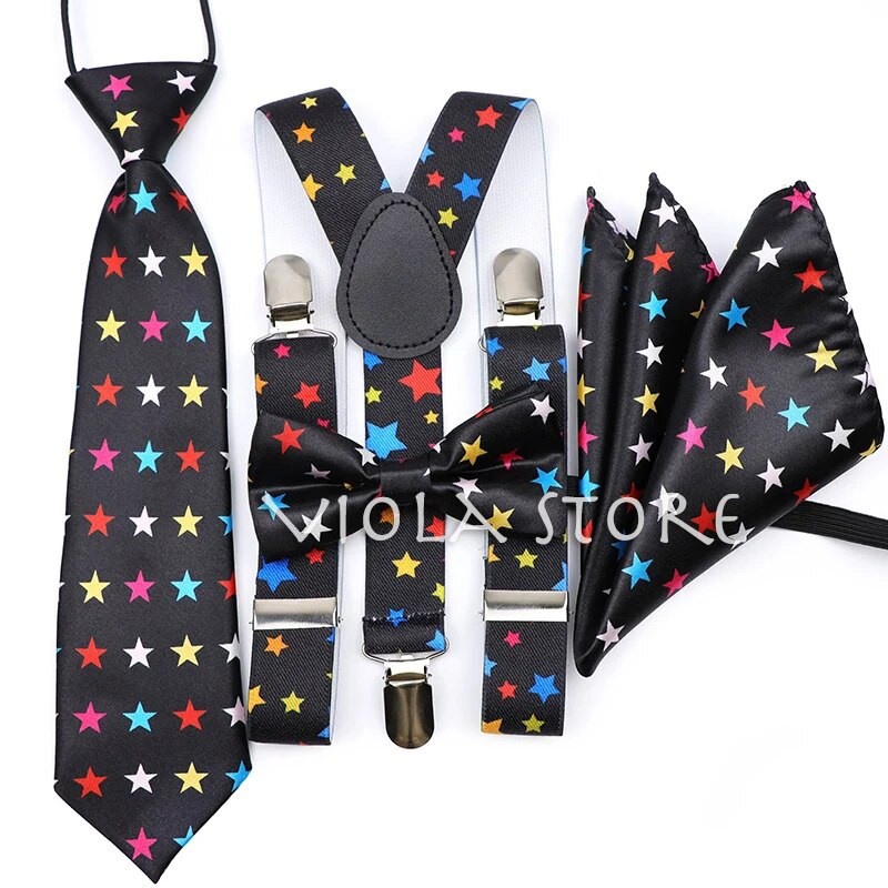 Razigrane šarene zvjezdice Pint crna leptir leptir leptir Set marama za muškarce Kid Fun Party Y-Back naramenica leptir pojas Kravata Poklon dodatak