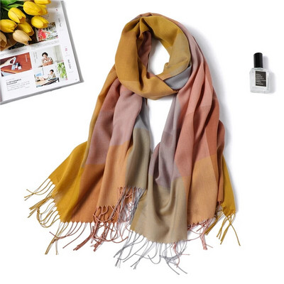 Luksuzni ženski karirani šal Imitacija kašmira Šalovi s resicama Ženski šalovi Foulard Hidžab Omotači za glavu Pashmina Bufanda