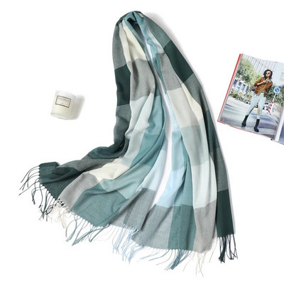 Luksuzni ženski karirani šal Imitacija kašmira Šalovi s resicama Ženski šalovi Foulard Hidžab Omotači za glavu Pashmina Bufanda