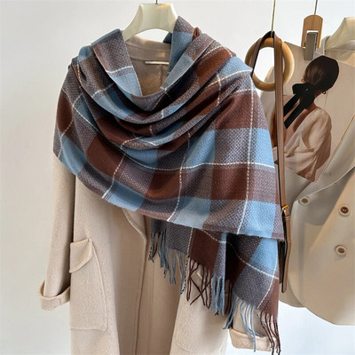 Jauna kašmira siltā rūtainā sega Šalle Šalle Mode Ceļojumi Pashmina Ziemas Bufanda Aptinumi Pušķis Anglijas Style Pončo Echarpe