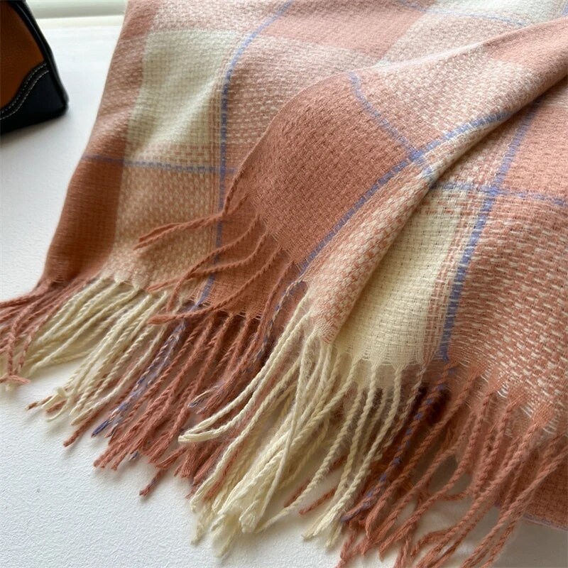 Jauna kašmira siltā rūtainā sega Šalle Šalle Mode Ceļojumi Pashmina Ziemas Bufanda Aptinumi Pušķis Anglijas Style Pončo Echarpe