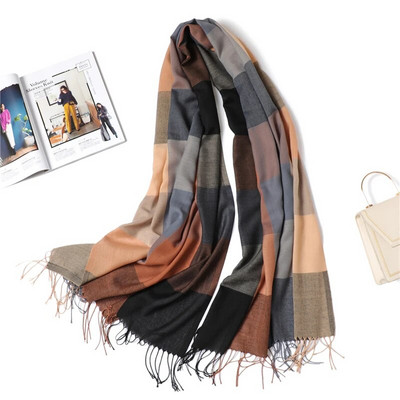 2022-es luxus női kockás sál Kasmír bojt sálak Női kendők Foulard Divat Lady Hidzsáb fejborítások Pashmina Bufanda