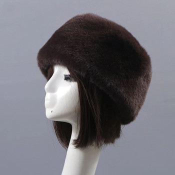 Γυναικείο καπέλο από συνθετική γούνα Χειμερινό ζεστό λεοπάρ βελούδινο εξωτερικό, Ρωσικό ύφος Θερμαντικό για καπέλο σκι