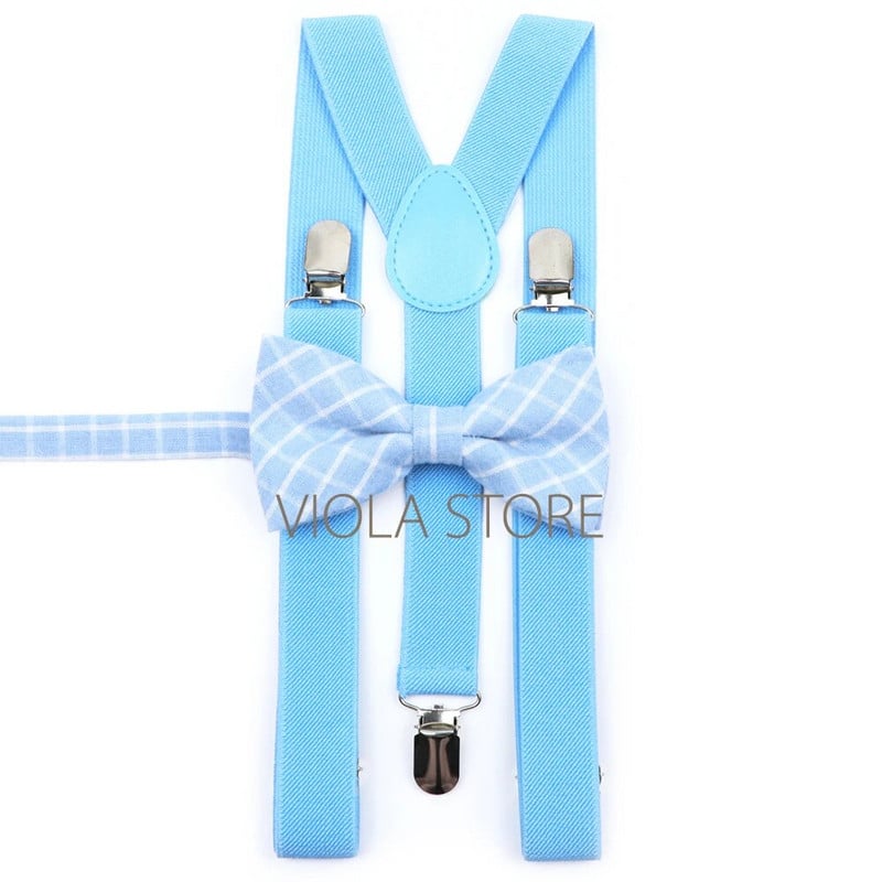 Divatos férfi mentazöld sötétkék 2,5 cm-es elasztikus szuszpenzió, kockás pamut csokornyakkendő szett parti esküvői női napi pillangós nadrágtartó