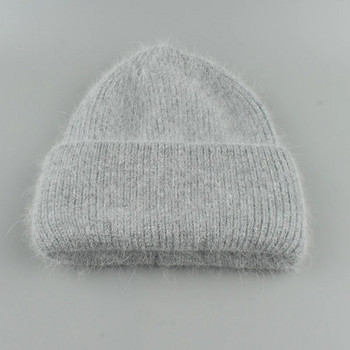 2023 Νέα πολυτελή φασόλια από γούνα από γούνα κουνελιού Γυναικεία χειμερινό καπέλο για κορίτσια Μόδα ζεστό πλεκτό καπό Μαλακό ζεστό καπέλο με κρανιά