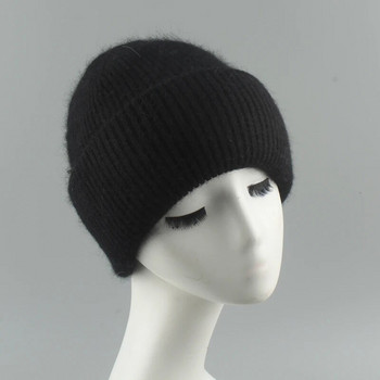2023 Νέα πολυτελή φασόλια από γούνα από γούνα κουνελιού Γυναικεία χειμερινό καπέλο για κορίτσια Μόδα ζεστό πλεκτό καπό Μαλακό ζεστό καπέλο με κρανιά