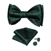 Leptir kravata koja se sama veže za muškarce Party Festival Poslovno vjenčanje Zelena muška leptir mašna S džepnim četvrtastim gumbima za manžete Set leptir čvor Veleprodaja