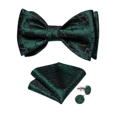 Leptir kravata koja se sama veže za muškarce Party Festival Poslovno vjenčanje Zelena muška leptir mašna S džepnim četvrtastim gumbima za manžete Set leptir čvor Veleprodaja