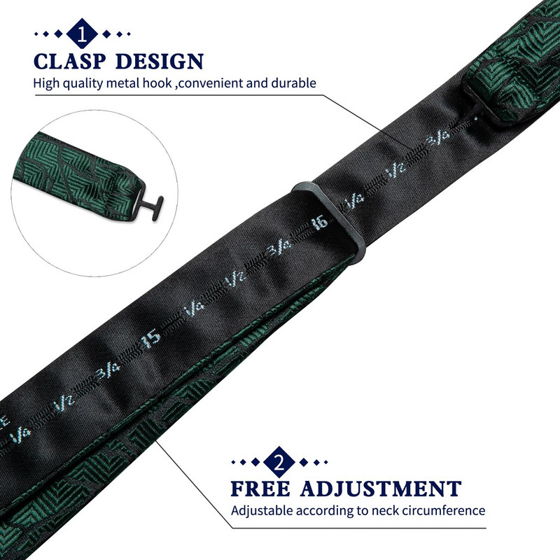 Leptir kravata koja se sama veže za muškarce Party Festival Poslovno vjenčanje Zelena muška leptir mašna S džepnim četvrtastim gumbima za manžete Set leptir čvor Veleprodaja