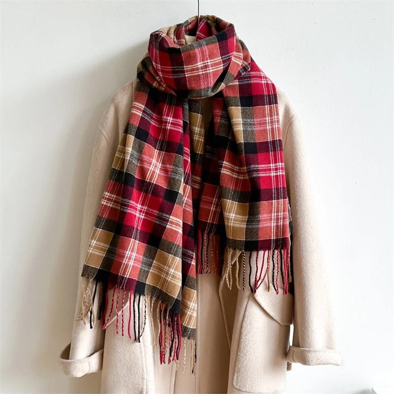 Νέα γυναικεία κασμίρ Ζεστό σάλι καρό κασκόλ Μόδα βρετανικού στυλ Χονδρή κουβέρτα χειμωνιάτικης πασμίνας Bufanda Hijab Warps Echarpe