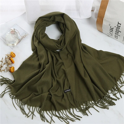 2022. Ženski šal od kašmira s kićankama Ženski zimski šal Topli mekani dugi jednobojni šalovi Modni omot za glavu Hot Fulard Ženski hidžab Novo