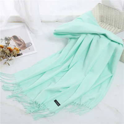 2022. Ženski šal od kašmira s kićankama Ženski zimski šal Topli mekani dugi jednobojni šalovi Modni omot za glavu Hot Fulard Ženski hidžab Novo