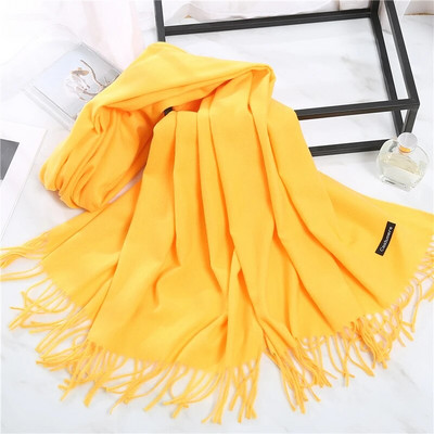 2022. Ženski šal od kašmira s kićankama Ženski zimski šal Topli mekani dugi jednobojni šalovi Modni omot za glavu Hot Fulard Ženski hidžab Novo