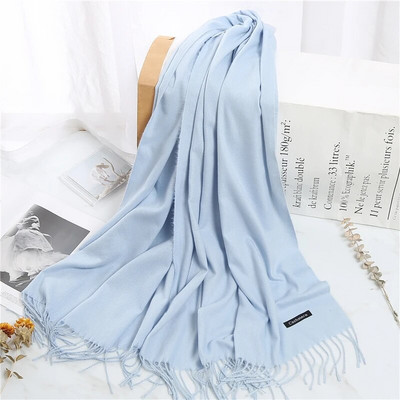 2022. Ženski šal od kašmira s kićankama Ženski zimski šal Topli mekani dugi jednobojni šalovi Modni omot za glavu Hot Fulard Ženski hidžab Novo