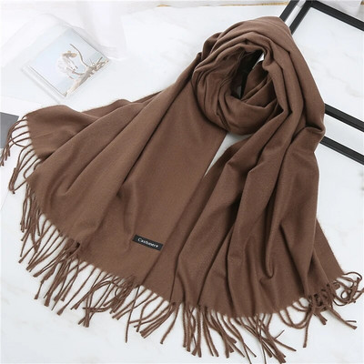 2022. Ženski šal od kašmira s kićankama Ženski zimski šal Topli mekani dugi jednobojni šalovi Modni omot za glavu Hot Fulard Ženski hidžab Novo