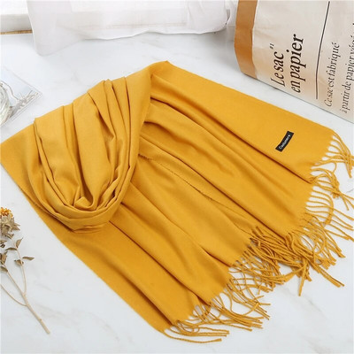 2022. Ženski šal od kašmira s kićankama Ženski zimski šal Topli mekani dugi jednobojni šalovi Modni omot za glavu Hot Fulard Ženski hidžab Novo