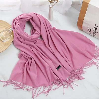 2022. Ženski šal od kašmira s kićankama Ženski zimski šal Topli mekani dugi jednobojni šalovi Modni omot za glavu Hot Fulard Ženski hidžab Novo