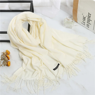 2022. Ženski šal od kašmira s kićankama Ženski zimski šal Topli mekani dugi jednobojni šalovi Modni omot za glavu Hot Fulard Ženski hidžab Novo