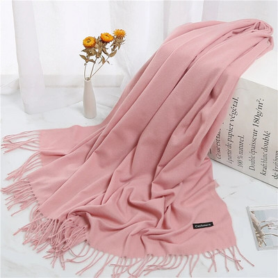 2022. Ženski šal od kašmira s kićankama Ženski zimski šal Topli mekani dugi jednobojni šalovi Modni omot za glavu Hot Fulard Ženski hidžab Novo