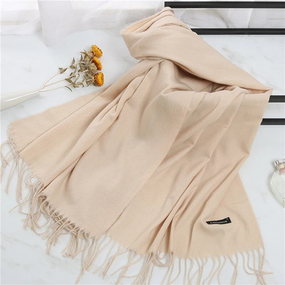 2022. Ženski šal od kašmira s kićankama Ženski zimski šal Topli mekani dugi jednobojni šalovi Modni omot za glavu Hot Fulard Ženski hidžab Novo