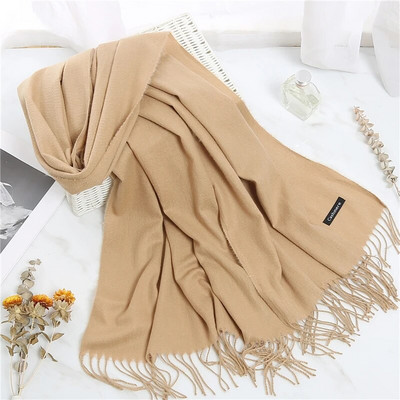 2022. Ženski šal od kašmira s kićankama Ženski zimski šal Topli mekani dugi jednobojni šalovi Modni omot za glavu Hot Fulard Ženski hidžab Novo