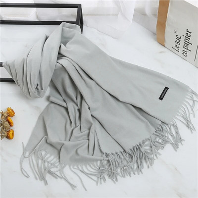 2022. Ženski šal od kašmira s kićankama Ženski zimski šal Topli mekani dugi jednobojni šalovi Modni omot za glavu Hot Fulard Ženski hidžab Novo