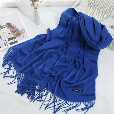 2022. Ženski šal od kašmira s kićankama Ženski zimski šal Topli mekani dugi jednobojni šalovi Modni omot za glavu Hot Fulard Ženski hidžab Novo