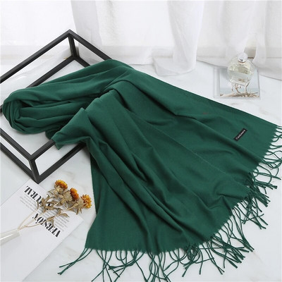 2022. Ženski šal od kašmira s kićankama Ženski zimski šal Topli mekani dugi jednobojni šalovi Modni omot za glavu Hot Fulard Ženski hidžab Novo