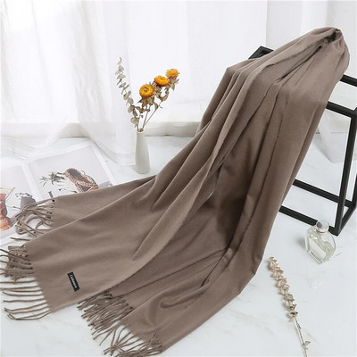 2022. Ženski šal od kašmira s kićankama Ženski zimski šal Topli mekani dugi jednobojni šalovi Modni omot za glavu Hot Fulard Ženski hidžab Novo