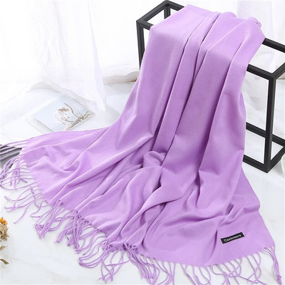 2022. Ženski šal od kašmira s kićankama Ženski zimski šal Topli mekani dugi jednobojni šalovi Modni omot za glavu Hot Fulard Ženski hidžab Novo