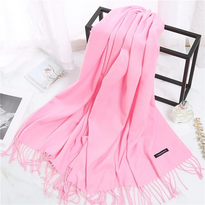 2022. Ženski šal od kašmira s kićankama Ženski zimski šal Topli mekani dugi jednobojni šalovi Modni omot za glavu Hot Fulard Ženski hidžab Novo