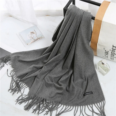 2022. Ženski šal od kašmira s kićankama Ženski zimski šal Topli mekani dugi jednobojni šalovi Modni omot za glavu Hot Fulard Ženski hidžab Novo