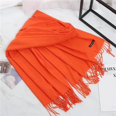 2022. Ženski šal od kašmira s kićankama Ženski zimski šal Topli mekani dugi jednobojni šalovi Modni omot za glavu Hot Fulard Ženski hidžab Novo