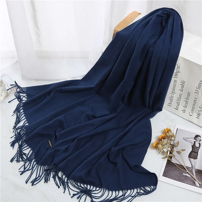 2022. Ženski šal od kašmira s kićankama Ženski zimski šal Topli mekani dugi jednobojni šalovi Modni omot za glavu Hot Fulard Ženski hidžab Novo