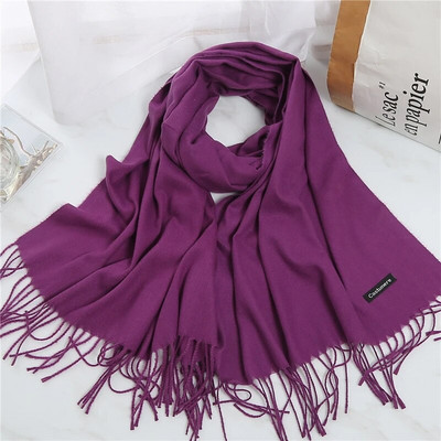 2022. Ženski šal od kašmira s kićankama Ženski zimski šal Topli mekani dugi jednobojni šalovi Modni omot za glavu Hot Fulard Ženski hidžab Novo