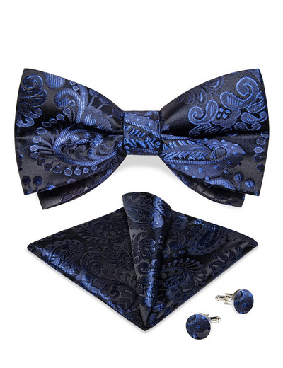 Πράσινο Jacquard Μαύρο Paisley Παπιγιόν για άνδρες Ρυθμιζόμενο μεταξωτό παπιγιόν Γάμου με υφαντό κόμπο πεταλούδα Μανικετόκουμπα