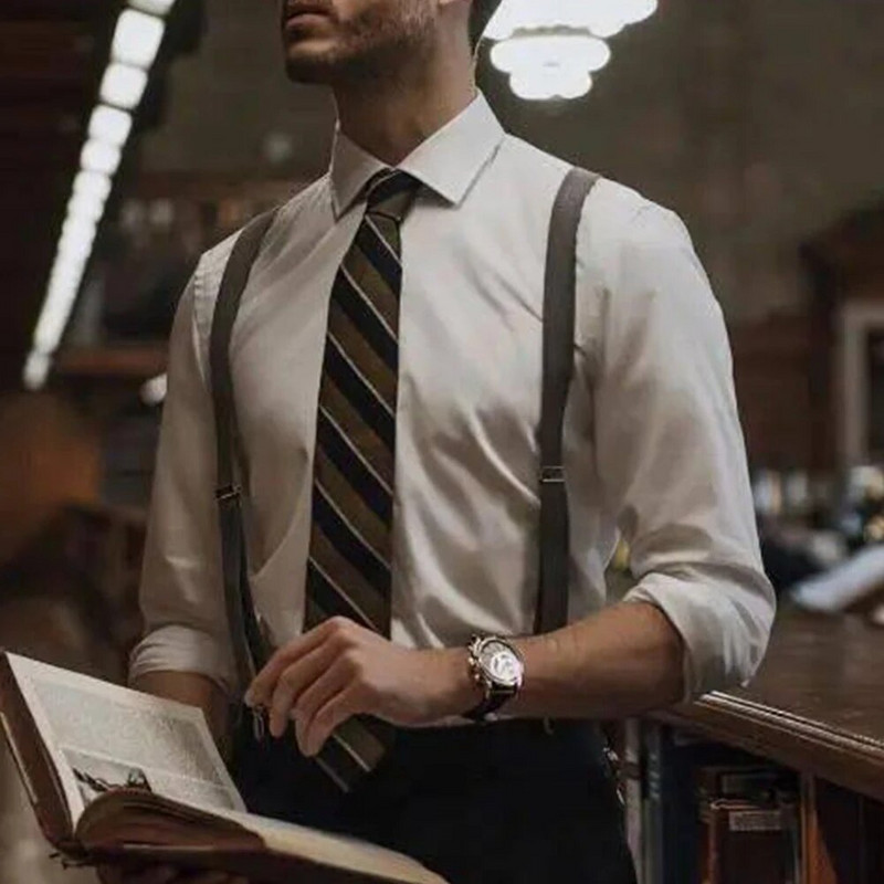 Klasszikus karácsonyi csíkos nadrágtartó, rugalmas, állítható merevítős nadrágok farmernadrág Y Hátsó nadrágtartók csokornyakkendő négyzet alakú szett fém klip