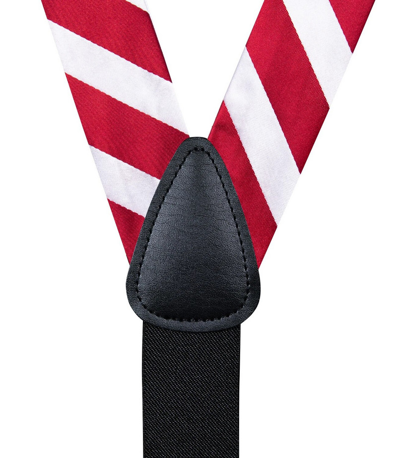 Klasszikus karácsonyi csíkos nadrágtartó, rugalmas, állítható merevítős nadrágok farmernadrág Y Hátsó nadrágtartók csokornyakkendő négyzet alakú szett fém klip